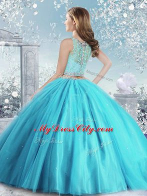 Scoop Sleeveless Clasp Handle Quince Ball Gowns Tulle