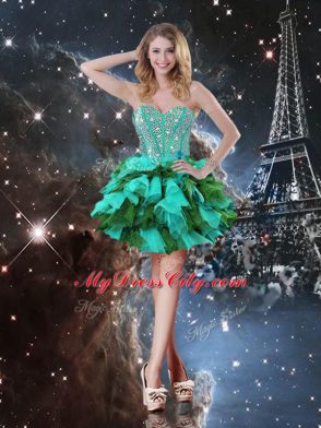 Multi-color Sleeveless Organza Lace Up Sweet 16 Dress for Military Ball and Sweet 16 and Quinceanera