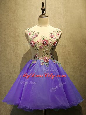 Luxury Scoop Sleeveless Lace Up Homecoming Dress Purple Organza