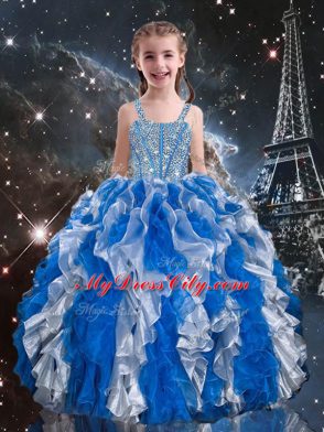 Organza Sweetheart Sleeveless Lace Up Beading and Ruffles Sweet 16 Dress in Multi-color