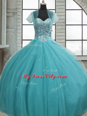 Comfortable Sleeveless Lace Up Floor Length Beading and Sequins Sweet 16 Quinceanera Dress