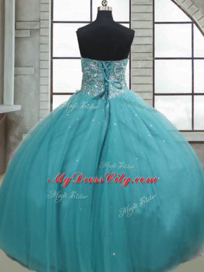 Comfortable Sleeveless Lace Up Floor Length Beading and Sequins Sweet 16 Quinceanera Dress