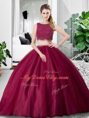 Enchanting Scoop Sleeveless Tulle Ball Gown Prom Dress Lace and Ruching Zipper