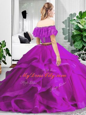 Sleeveless Lace Up Floor Length Lace and Ruffles 15th Birthday Dress