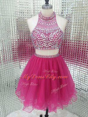 Tulle Sleeveless Mini Length Glitz Pageant Dress and Beading