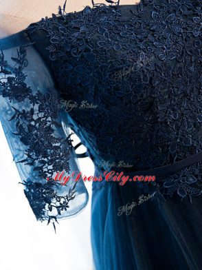 Superior Half Sleeves Beading and Lace and Appliques Lace Up Mother of Bride Dresses