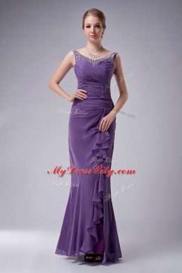 Olive Green Sleeveless Beading Floor Length Mother of Bride Dresses