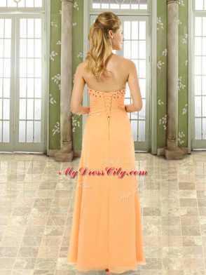 Orange Homecoming Dress Prom and Party with Beading and Ruffles Sweetheart Sleeveless Lace Up