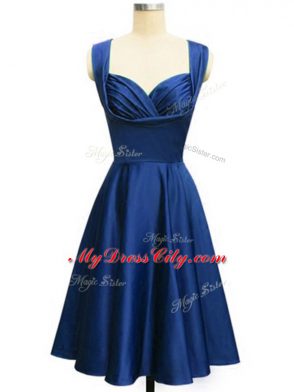 Royal Blue Straps Lace Up Ruching Damas Dress Sleeveless