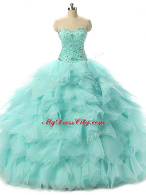 Floor Length Ball Gowns Sleeveless Apple Green Quinceanera Gowns Lace Up