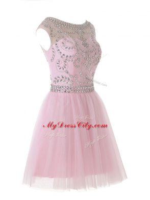 Scoop Sleeveless Zipper Baby Pink Tulle