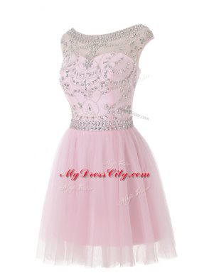 Scoop Sleeveless Zipper Baby Pink Tulle