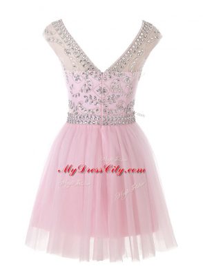 Scoop Sleeveless Zipper Baby Pink Tulle