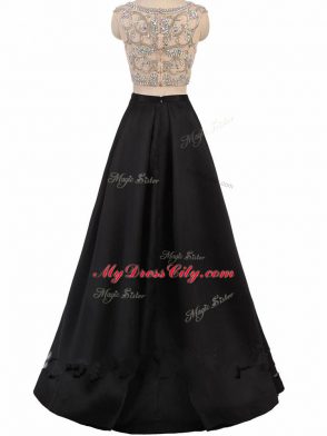 Black Sleeveless Taffeta Zipper Pageant Dress for Teens for Prom and Party and Wedding Party