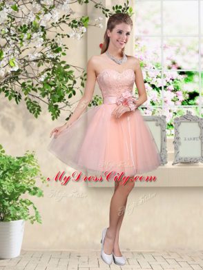 Light Yellow Bridesmaid Dresses Prom and Party with Lace and Belt V-neck Sleeveless Lace Up