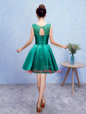 Glorious Sleeveless Lace Up Knee Length Embroidery Dama Dress for Quinceanera