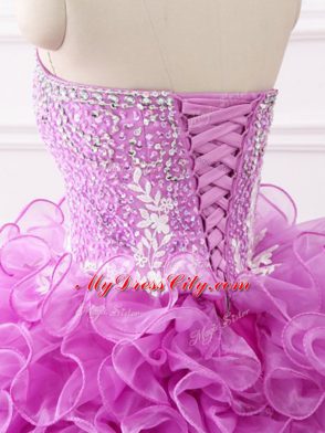 Custom Designed Lace Up Sweet 16 Quinceanera Dress Multi-color for Military Ball and Sweet 16 and Quinceanera with Beading and Appliques and Ruffles Brush Train