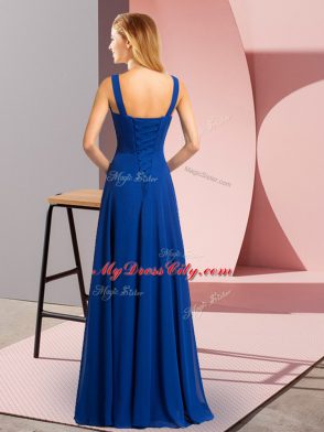 V-neck Sleeveless Chiffon Homecoming Dress Beading Lace Up