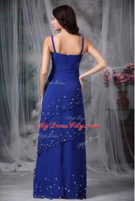 Empire Mother Dresses Eggplant Purple Straps Chiffon Sleeveless Floor Length Zipper