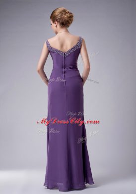 Charming Sleeveless Chiffon Floor Length Zipper Mother of the Bride Dress in Green with Beading