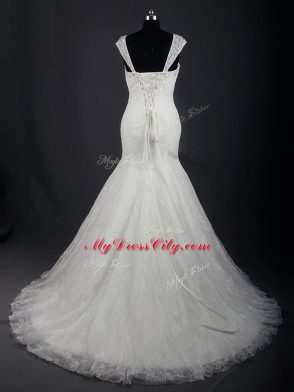 Superior Sleeveless Lace Lace Up Bridal Gown