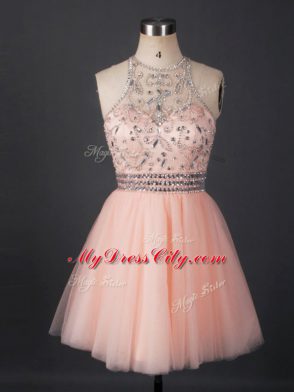 Tulle Sleeveless Mini Length Prom Gown and Beading