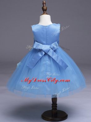 Discount Knee Length Ball Gowns Sleeveless Light Blue Little Girls Pageant Dress Wholesale Zipper