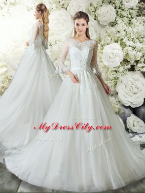 White Zipper V-neck Lace Sweet 16 Dresses Tulle Sleeveless Court Train