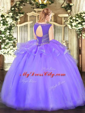 Beading Sweet 16 Dress Aqua Blue Lace Up Sleeveless Floor Length