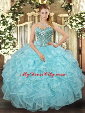 Lovely Sleeveless Beading and Ruffled Layers Lace Up Quinceanera Gowns