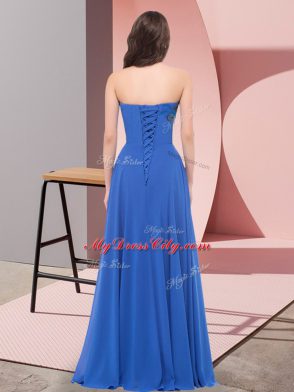 Hot Sale Sleeveless Lace Up Floor Length Embroidery Prom Evening Gown