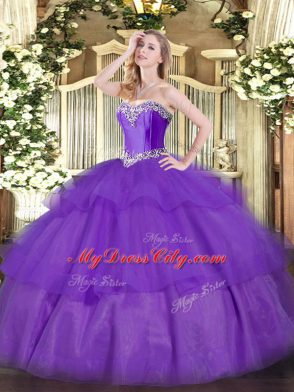 Superior Floor Length Lavender Sweet 16 Dress Sweetheart Sleeveless Lace Up