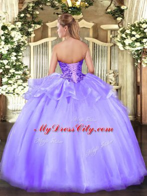 Lavender Sweetheart Neckline Appliques Ball Gown Prom Dress Sleeveless Lace Up