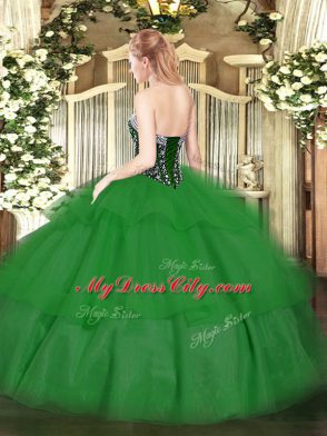 Gorgeous Tulle Sleeveless Floor Length Quince Ball Gowns and Beading and Ruffled Layers