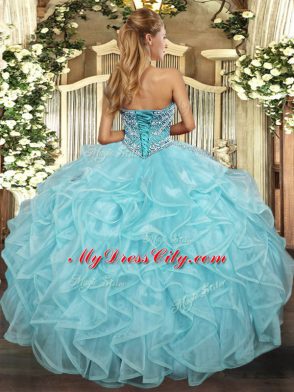 Fabulous Sleeveless Tulle Floor Length Lace Up Quinceanera Dress in Pink with Beading