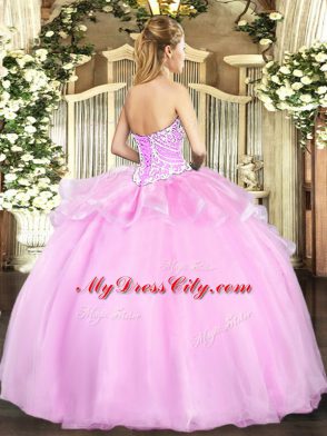 Beading Quinceanera Gown Lavender Lace Up Sleeveless Floor Length