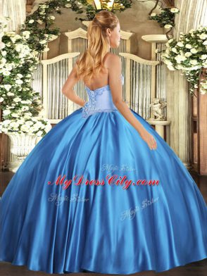 Decent Sweetheart Sleeveless Satin 15 Quinceanera Dress Beading Lace Up