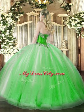 Best Selling Yellow Green Sweetheart Lace Up Beading and Ruffles Quinceanera Dress Sleeveless