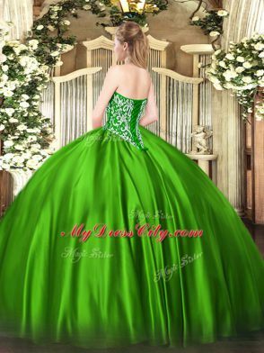 Luxurious Sweetheart Sleeveless Satin Ball Gown Prom Dress Beading Lace Up