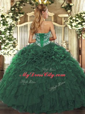 Modern Teal Quinceanera Dresses Military Ball and Sweet 16 and Quinceanera with Beading and Ruffled Layers Sweetheart Sleeveless Lace Up