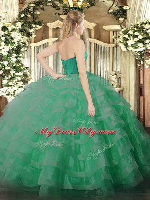 Hot Sale Sleeveless Tulle Floor Length Zipper Ball Gown Prom Dress in with Ruffled Layers