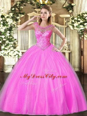 Floor Length Lilac Quinceanera Gown Scoop Sleeveless Lace Up