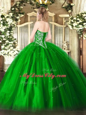 Latest Ball Gowns Quinceanera Gown Olive Green Sweetheart Tulle Sleeveless Floor Length Lace Up