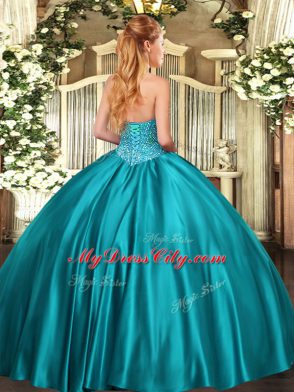 Custom Design Beading Quinceanera Gowns Fuchsia Lace Up Sleeveless Floor Length