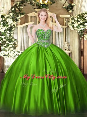 Sweetheart Sleeveless Quinceanera Dresses Floor Length Beading Satin