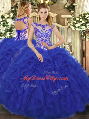 Flirting Floor Length Ball Gowns Sleeveless Royal Blue Sweet 16 Quinceanera Dress Lace Up