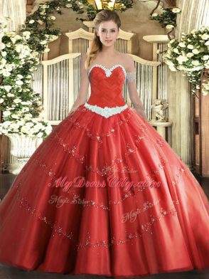 Free and Easy Sleeveless Lace Up Floor Length Appliques Quinceanera Gowns