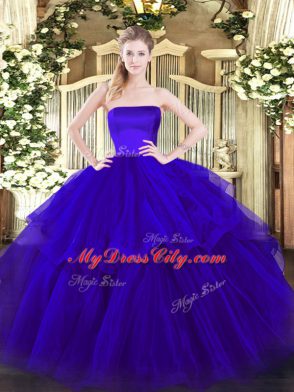 Unique Blue Sleeveless Ruffled Layers Zipper Sweet 16 Quinceanera Dress