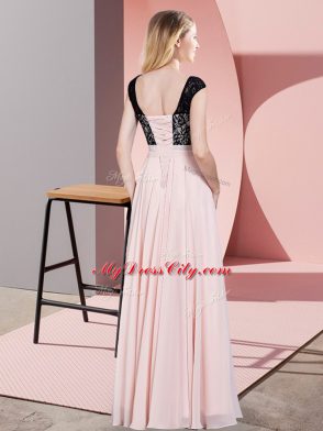 Sleeveless Lace Up Floor Length Lace Prom Dress