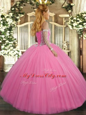 Floor Length Lace Up 15 Quinceanera Dress Lilac for Military Ball and Sweet 16 and Quinceanera with Beading